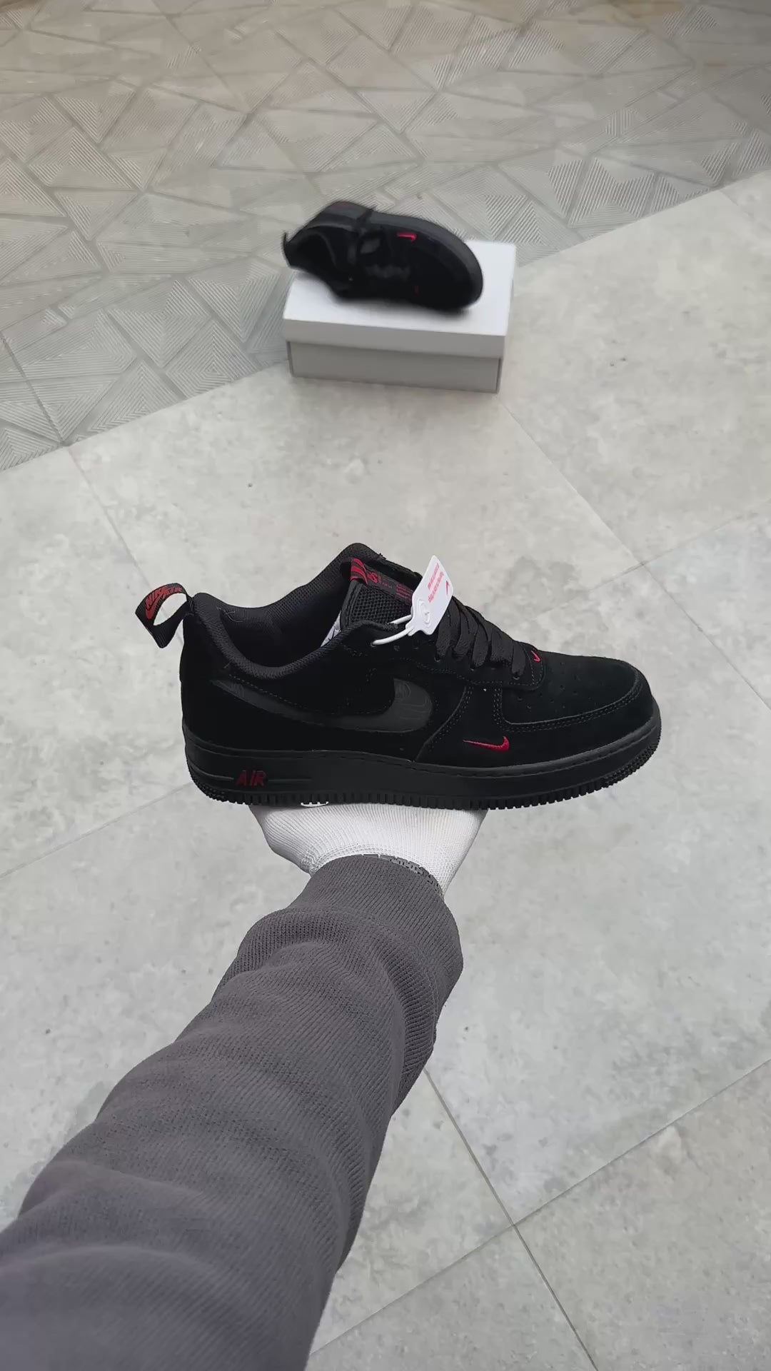 Nike Air Force 1 Low Multi-Swoosh Black/Crimson